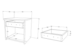 Conjunto de 2 mesinhas de cabeceira haaus Leco, 1 gaveta, Branco/Azul, 40 x 35 x 40 cm
