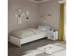 Conjunto de 2 mesinhas de cabeceira haaus Leco, 1 gaveta, Branco/Azul, 40 x 35 x 40 cm