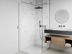 Conjunto de 2 painéis de parede de duche efeito mármore branco C90 x L120 x A210 cm ENEKO