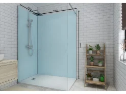 Conjunto de 2 painéis de parede de casa de banho com perfis incluídos - L. 90 x C. 120 x A. 210 cm