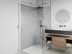 Conjunto de 2 painéis de parede de duche efeito cimento polido C90xL120xA210 cm - ARFINO