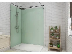 Conjunto de 2 painéis de parede de casa de banho com perfis incluídos - L. 90 x C. 120 x A. 210 cm