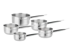 Conjunto de 5 Panelas em Aço Inoxidável com Bico Vertedor