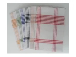 Conjunto de 6 Panos de Cozinha 100% Algodão 50x70 cm Multicolorido Xadrez com Alça Prática