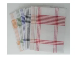 Conjunto de 6 Panos de Cozinha 100% Algodão 50x70 cm Multicolorido Xadrez com Alça Prática