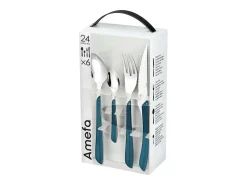 Conjunto de 24 peças Eclat Bleu Canard Amefa - Moderno e Brilhante