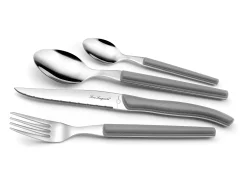 Conjunto de 24 peças Laguiole Sky Cinza Design ABS Couro - Lâmina em Aço Inoxidável