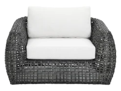 Conjunto de 2 poltronas de jardim em resina trançada - Antracite com almofadas brancas - VEYRO de MYLIA
