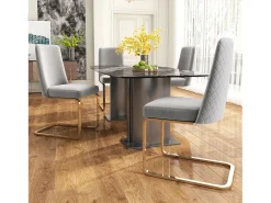 Conjunto de 2 poltronas de veludo de luxo - 64,14 x 63,5 x 47,63 cm - encosto diamante - pernas de metal dourado - cinza