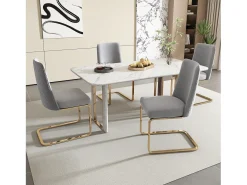 Conjunto de 2 poltronas de veludo de luxo - 64,14 x 63,5 x 47,63 cm - encosto diamante - pernas de metal dourado - cinza