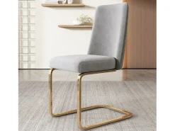 Conjunto de 2 poltronas de veludo de luxo - 64,14 x 63,5 x 47,63 cm - encosto diamante - pernas de metal dourado - cinza