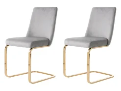 Conjunto de 2 poltronas de veludo de luxo - 64,14 x 63,5 x 47,63 cm - encosto diamante - pernas de metal dourado - cinza