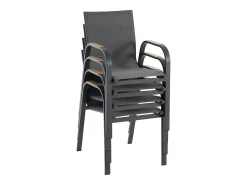 Conjunto de 2 poltronas de jardim empilháveis em alumínio e textilene - Antracite - ZEYVA da MYLIA