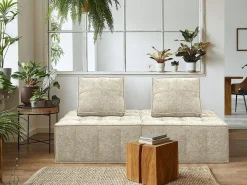 Conjunto de 3 poltronas modulares em tecido texturado 