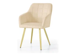 Conjunto de 4 sillas acolchadas LUXANO con costuras cuadradas Beige patas doradas