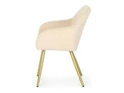 Conjunto de 4 sillas acolchadas LUXANO con costuras cuadradas Beige patas doradas