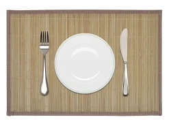 Conjunto de 6 sous-copos de bambu feitos à mão, 30 x 45 cm, marrom