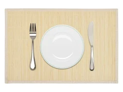 Conjunto de 6 sousplats de bambu feitos à mão, 30 x 45 cm, naturais e duráveis com suporte antiderrapante
