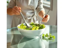 Conjunto de 2 talheres de salada Jet Sablé em aço inoxidável - Design contemporâneo Laguiole