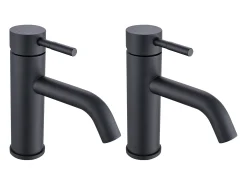 Conjunto de 2 torneiras misturadoras arredondadas em inox, preto, C16 x A17,3 x P4,9 cm, SALAVAN