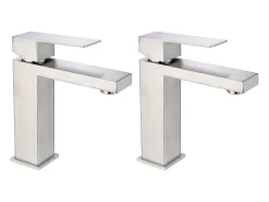 Conjunto de 2 torneiras misturadoras mecânicas quadradas, cor níquel escovado - A17,8 cm - CANILAS