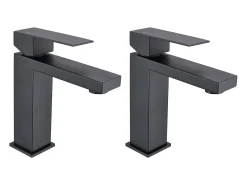 Conjunto de 2 torneiras misturadoras mecânicas quadradas em inox, Preto mate, CANILAS