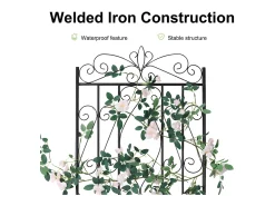 Conjunto de 2 treliças de jardim 182x50 cm suporte para plantas trepadeiras em metal preto Cerca decorativa, grade antirrusto para flores, jardim, pátio ou terraço