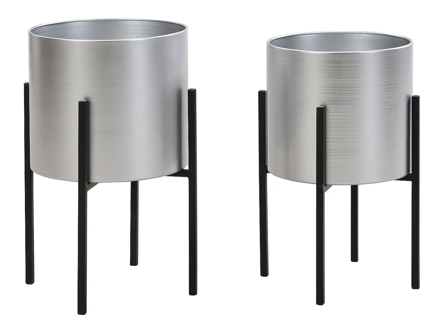 Conjunto de 2 vasos com pé em metal D25 x A39 e D23 x A35,5 prateado - EDMEE