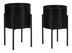 Conjunto de 2 vasos com suporte em metal - D. 25 x H. 39 e D. 23 x H. 35.5 - Dourado e preto - EDMEE