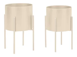 Conjunto de 2 vasos com suporte em metal - D. 25 x H. 39 e D. 23 x H. 35.5 - Preto mate - EDMEE
