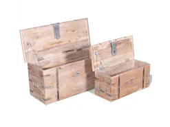 Conjunto de arcas de arrumação 2 pcs madeira maciça de acácia