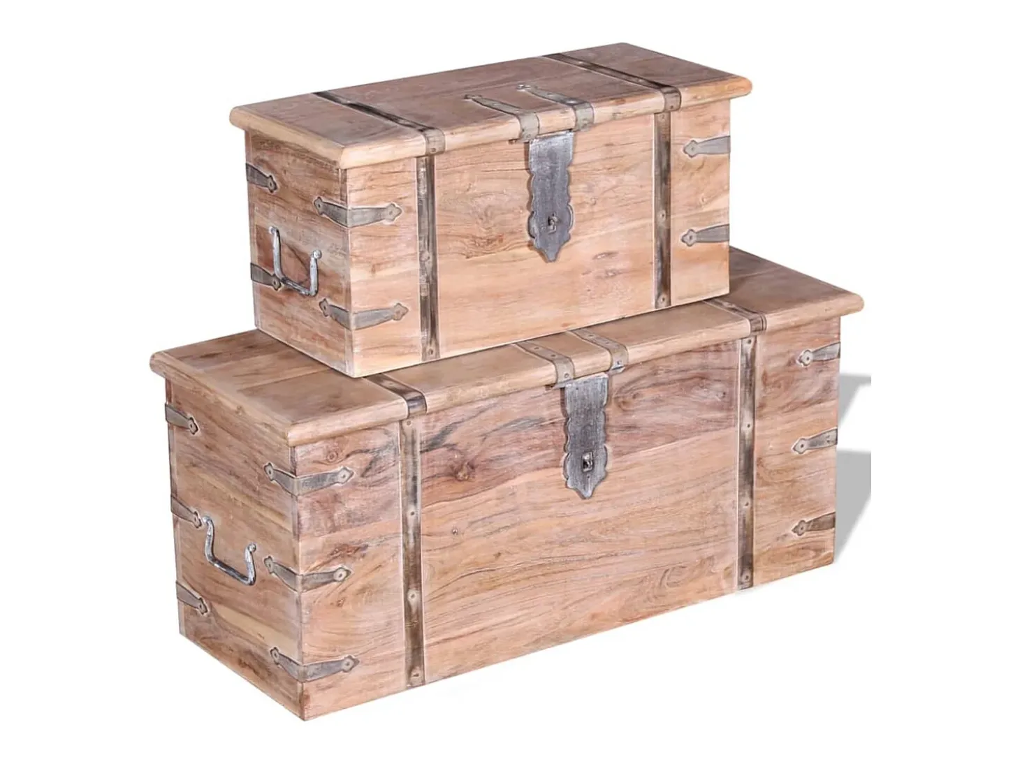 Conjunto de arcas de arrumação 2 pcs madeira maciça de acácia
