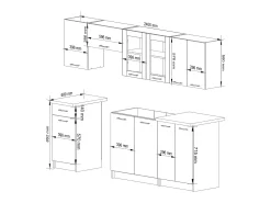 Conjunto de Armários de Cozinha com Vitrine OLIWIA 2.4m Cor Beton