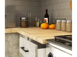 Conjunto de Armários de Cozinha com Vitrine OLIWIA 2.4m Cor Beton