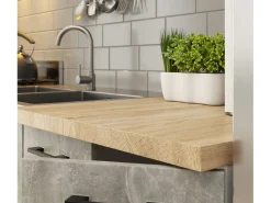 Conjunto de Armários de Cozinha com Vitrine OLIWIA 2.4m Cor Beton