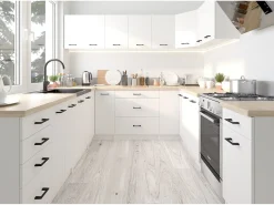Conjunto de Armários de Cozinha com Vitrine OLIWIA 2.4m Cor Beton