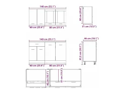 Conjunto de armários de cozinha Lyon 4 pcs Carvalho Defumado