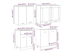 Conjunto de armários de cozinha Lyon 4 pcs Carvalho Defumado