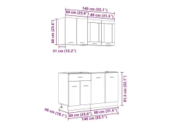 Conjunto de armários de cozinha Lyon 4 pcs Carvalho Defumado