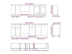 Conjunto de armários de cozinha Lyon 8 pcs Carvalho fumado