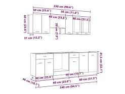 Conjunto de armários de cozinha Lyon 8 pcs Carvalho fumado