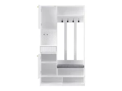 Conjunto de armários para corredor - 100 x 35 x 180 cm - com banco + 4 ganchos + 2 portas + 1 gaveta - MDF - branco