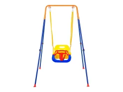 Conjunto de Balanços 3 em 1 para Crianças SucceBuy, Suporte Metálico Dobrável, 4 Sacos de Areia para Quintal, Capacidade 54,43 kg