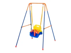 Conjunto de Balanços 3 em 1 para Crianças SucceBuy, Suporte Metálico Dobrável, 4 Sacos de Areia para Quintal, Capacidade 54,43 kg
