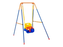 Conjunto de Balanços 3 em 1 para Crianças SucceBuy, Suporte Metálico Dobrável, 4 Sacos de Areia para Quintal, Capacidade 54,43 kg