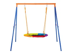Conjunto de Balanços SucceBuy de Jardim Assento 102 cm Capacidade 199,6 kg, Suporte Metálico, Corda Ajustável para Quintal