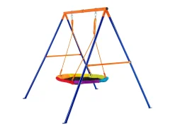 Conjunto de Balanços SucceBuy de Jardim Assento 102 cm Capacidade 199,6 kg, Suporte Metálico, Corda Ajustável para Quintal