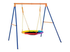 Conjunto de Balanços SucceBuy de Jardim Assento 102 cm Capacidade 199,6 kg, Suporte Metálico, Corda Ajustável para Quintal