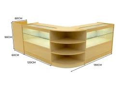 Conjunto de BalcÃµes Comerciais com Luz LED "ECLIPSE" LM60 + 2xC1200 + TB60 â€“ cor Maple