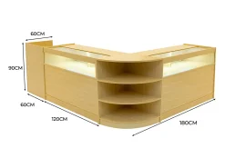 Conjunto de BalcÃµes Comerciais com Luz LED "SAGITTARIUS " LM60 + 2xB1200 + TB60 â€“ cor Maple